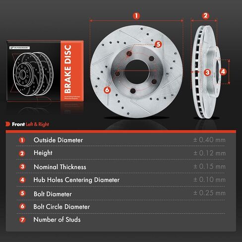 A-Premium Front and Rear Drilled and Slotted Disc Brake Rotors Compatible with Select Ford Models - For Mustang 1994-2004, 4-PC Set in Saudi Arabia