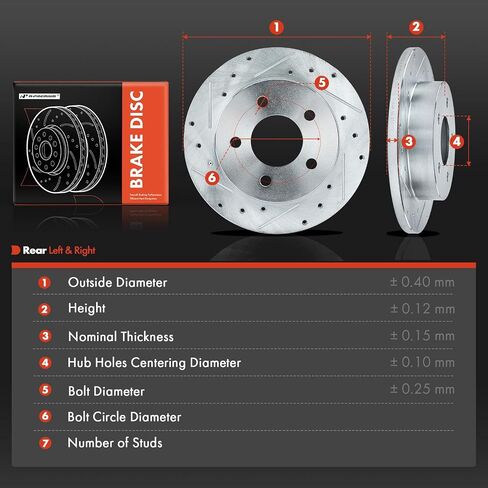 A-Premium Front and Rear Drilled and Slotted Disc Brake Rotors Compatible with Select Ford Models - For Mustang 1994-2004, 4-PC Set in Saudi Arabia