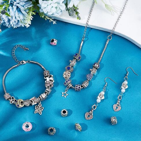 PH PandaHall 60 Styles Large Hole European Lampwork Beads Murano Glass Beads Rhinestone Spacers Metal Dangle Pendant Charms for Snake Chain Bracelet Bangle Necklace, 60pcs in Saudi Arabia