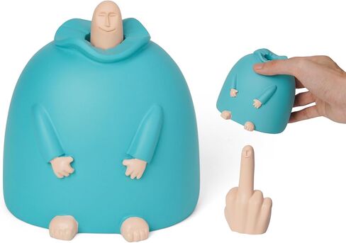 ديكور مكتب مثير للاهتمام بالإصبع الأوسط، ديكور طاولة الإصبع المبتسم، ديكور منزلي فريد وممتع، منحوتة مكتبية (أزرق) in Kuwait