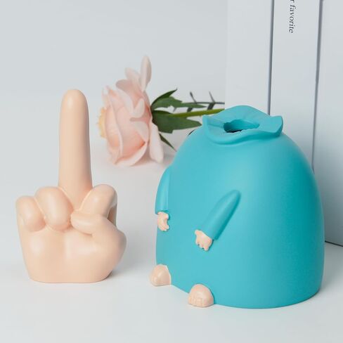 ديكور مكتب مثير للاهتمام بالإصبع الأوسط، ديكور طاولة الإصبع المبتسم، ديكور منزلي فريد وممتع، منحوتة مكتبية (أزرق) in Kuwait