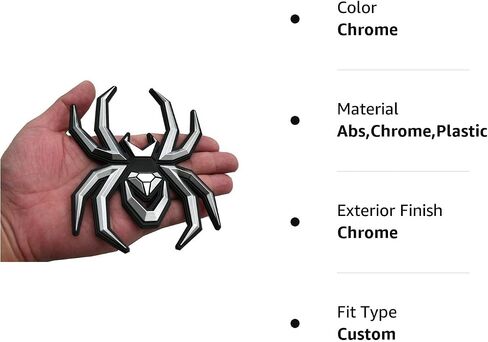 1pc Custom New Spider Emblems 3D Fender Rear Door Badges Sticker Replacement for F-150 Silverado Sierra RAM Black Widow Edition (Chrome) in Saudi Arabia