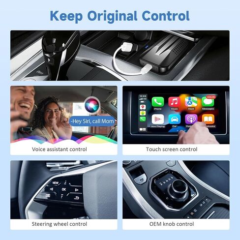 محول CarPlay اللاسلكي مع Netflix YouTube Google Play، محول Android Auto اللاسلكي لسيارات CarPlay السلكية في المصنع، صندوق CarPlay Ai، واي فاي 5 جيجا هرتز، بطاقة TF، النسخ المتطابق، لهاتف iPhone/Android in Kuwait