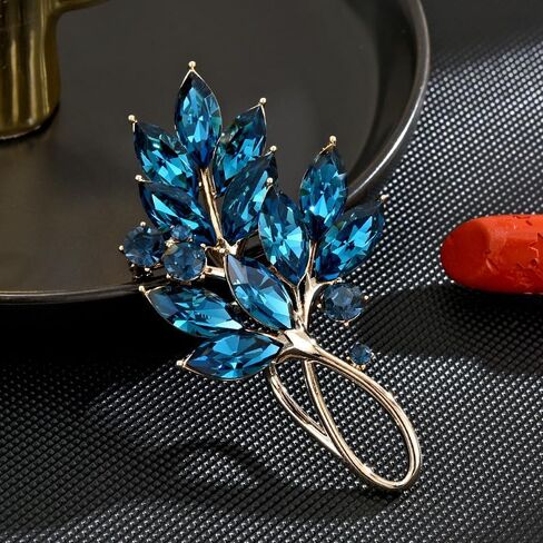 Leaf Brooches Rhinestone Freshwater Pearls Ginkgo Leaves Brooch Pin 18k Gold Plated Leaves Lapel Pins Jewelry Valentine's Day Birthday Gifts for Women Girls in Saudi Arabia