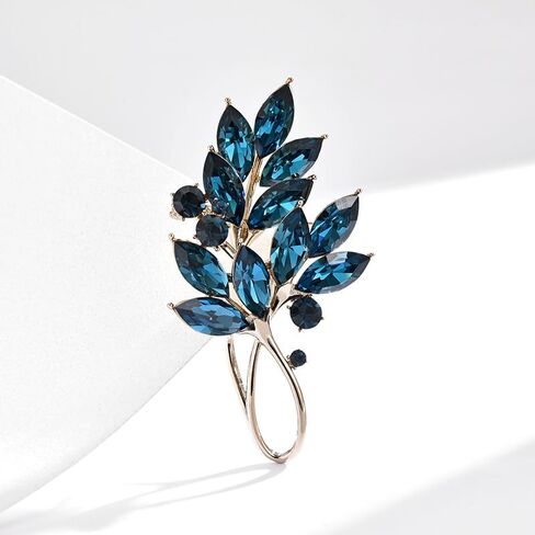 Leaf Brooches Rhinestone Freshwater Pearls Ginkgo Leaves Brooch Pin 18k Gold Plated Leaves Lapel Pins Jewelry Valentine's Day Birthday Gifts for Women Girls in Saudi Arabia