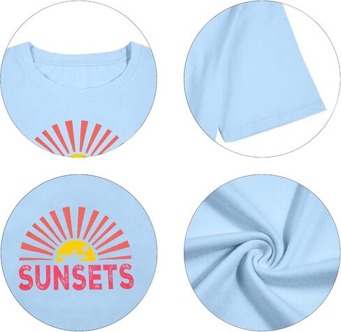 Forever Chasing Sunsets T Shirt Sunset Palm Tree Shirt Summer Beach Vacation Tops Women Oversized Graphic tees in Saudi Arabia