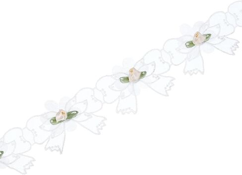 uxcell Butterfly Embroidered Lace Edge Trim Ribbon, 2 Yards Polyester Embroidered Lace Trim Fabric Appliques for Wedding Decor Dress Designing DIY Craft 1.8 Inch Width, White Apricot in Saudi Arabia