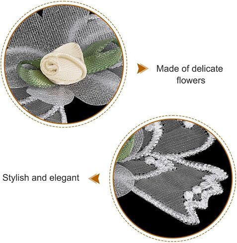 uxcell Butterfly Embroidered Lace Edge Trim Ribbon, 2 Yards Polyester Embroidered Lace Trim Fabric Appliques for Wedding Decor Dress Designing DIY Craft 1.8 Inch Width, White Apricot in Saudi Arabia