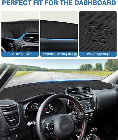 FIILINES Dash Cover Compatible with 2014 2015 2016 2017 2018 2019 Kia Soul Dashboard Cover Sunshade Soul Accessories Dashboard Mat Nonslip Mesh Protector No Glare in Saudi Arabia