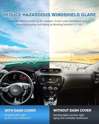 FIILINES Dash Cover Compatible with 2014 2015 2016 2017 2018 2019 Kia Soul Dashboard Cover Sunshade Soul Accessories Dashboard Mat Nonslip Mesh Protector No Glare in Saudi Arabia