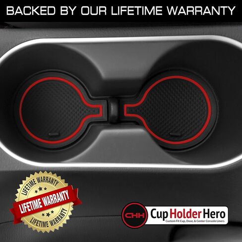 CupHolderHero fits Hyundai Elantra Accessories 2017-2018 Premium Custom Interior Non-Slip Anti Dust Cup Holder Inserts, Center Console Liner Mats, Door Pocket Liners 18pc Set (Red Trim) in Saudi Arabia