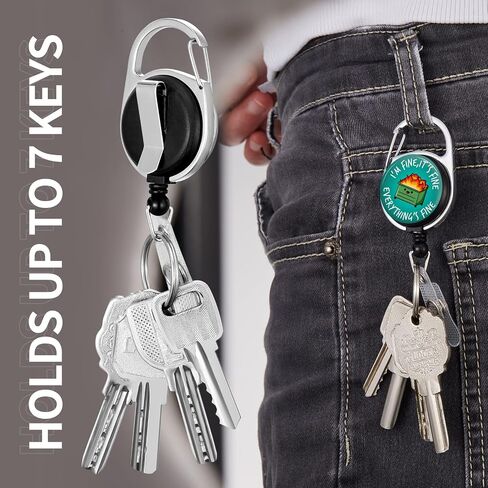 Evil Eye Badge Reels Holder Retractable Keychain Heavy Duty with ID Clip for Key Card Name Tag Trendy Nurse Work Office Key Retractor Leash Black Metal Carabiner Belt Clip ZJK580 in Saudi Arabia