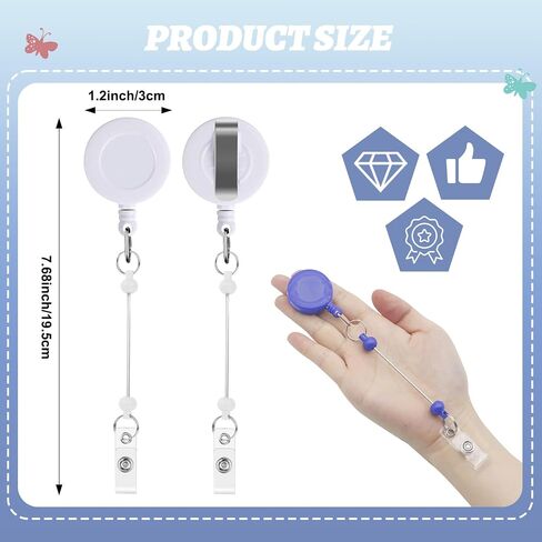 20 Pcs Beadable Retractable Badge Reel Holders Clip, DIY Badge Holder Retractable Clip with Blank Beadable Keychain Bar, ID Name Badge Holder Reels for Nurse Teacher Hanging Card Gift(Colorful) in Saudi Arabia