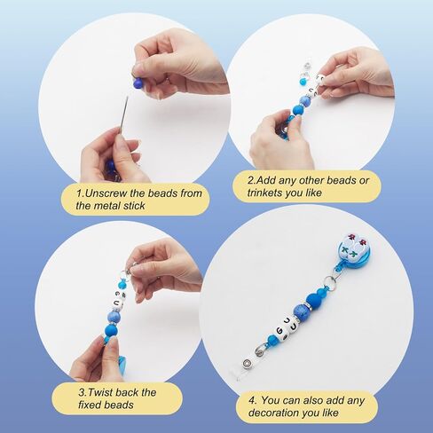 20 Pcs Beadable Retractable Badge Reel Holders Clip, DIY Badge Holder Retractable Clip with Blank Beadable Keychain Bar, ID Name Badge Holder Reels for Nurse Teacher Hanging Card Gift(Colorful) in Saudi Arabia
