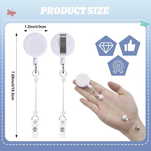 20 Pcs Beadable Retractable Badge Reel Holders Clip, DIY Badge Holder Retractable Clip with Blank Beadable Keychain Bar, ID Name Badge Holder Reels for Nurse Teacher Hanging Card Gift(Colorful) in Saudi Arabia