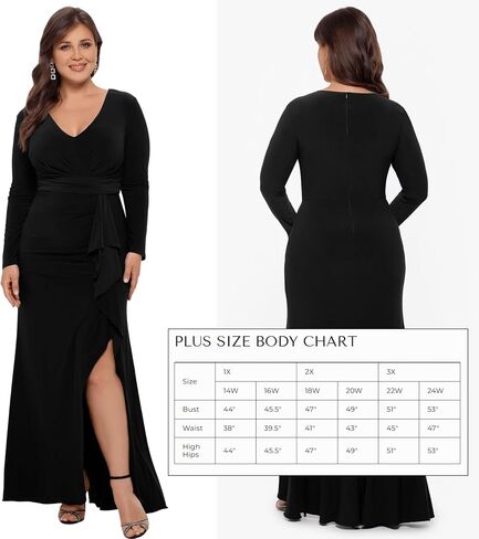 Betsy & Adam Women's Size Long Sleeve Stretchy Formal Dress (Available in Plus) in Kuwait
