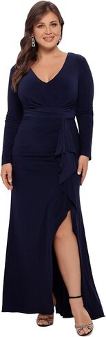 Betsy & Adam Women's Size Long Sleeve Stretchy Formal Dress (Available in Plus) in Kuwait