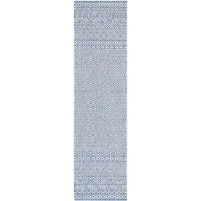 مجموعة SAFAVIEH Courtyard 2' 3" x 20' أزرق / كحلي CY8235 داخلي/خارجي سهل التنظيف في الفناء الخلفي للطين - سجادة