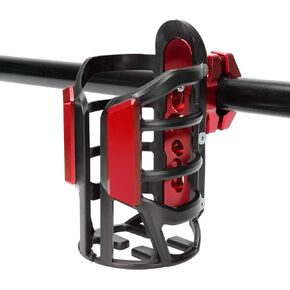 Tongze Bike Cup Holder Aluminum Alloy Motorcycle Cup Holder with Stretchy Nylon Shell Stainless Steel Screws Motorcycle, Bicycle, MTB, ATV, Boat, Scooter- Red