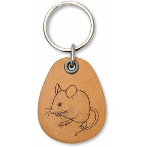 Cute Mouse - Genuine Leather Keychain - Pet Key Fob
