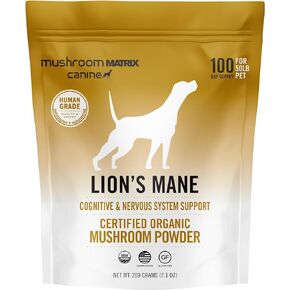Om Mushroom Matrix Pet - Canine | Lion’s Mane | USA Grown Human-Grade Organic Mushroom Powder Pet Supplement | Cognitive Support & Holistic Digestive Support for Dogs & Cats | 200 Grams, 7.1 oz