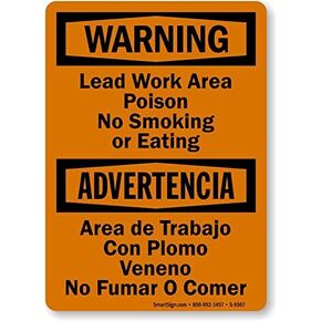 SmartSign “Warning - Lead Work Area, Poison, No Smoking or Eating" Bilingual Sign | 10" x 14" Plastic