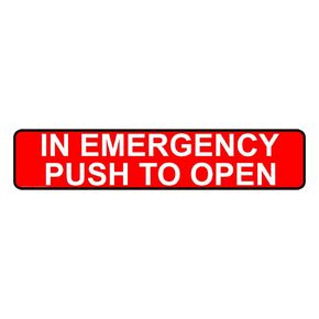 ComplianceSigns.com in Emergency Push to Open Label Decal, 12x3 inch 4-Pack Vinyl for Enter/Exit