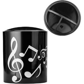 Winterworm Music Pencil Pen Container,Black Pencil Cup Musical Melody Theme Pen Holder Cup Pencil Pot Desk Organizer for Home Office Desktop Decoration Gift (Music Score)