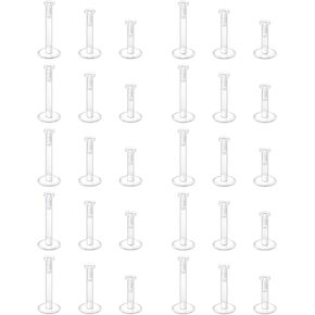 D.Bella Clear Earrings Plastic Earrings for Work Surgery Sports 16g Clear Cartilage Earrings Stud Plastic Helix Tragus Earring Piercing Retainer Clear Lip Rings Labret Retainers 6mm 8mm 10mm