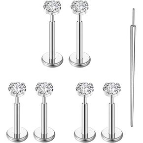 20 جرام/18 جرام/16 جرام G23 التيتانيوم أقراط مسطحة الظهر مسمار اللولب الزنمة Labret الغضروف الشفاه ميدوسا محارة ثقب المجوهرات حلقات الأنف ترصيع للنساء الرجال هيبوالرجينيك in Kuwait