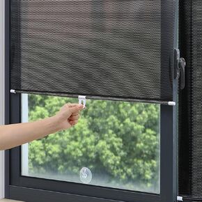 No Drill Blackout Blind Shade with 3 Suction Cups, Black 80% Shade Temporary Portable Roller Window Curtain for Home Office Car, (20" W X 49" H)