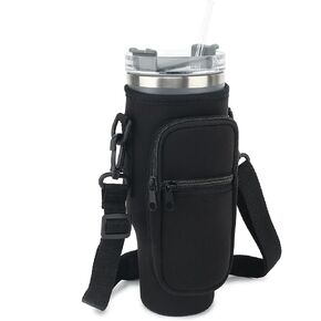 Water Bottle Carrier Bag for Stanley Cup Accessories with Adjustable Shoulder Strap& Carabiner,Cross Body Water Bottle Holder Pouch for Hiking Travelling Camping (Blue)