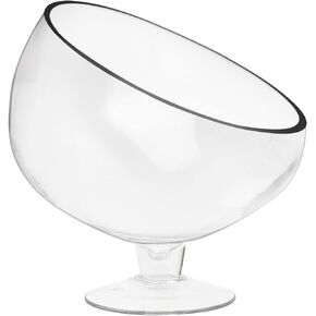 Royal Imports Clear Glass Slant Cut Tilted Angled Bubble Ball Decorative Serving Bowl For Buffet Centerpiece, Plant Terrarium, Flower Vase, Snack Salad fruit Candy Dish with Stemmed Pedestal