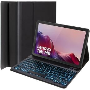 Backlit Keyboard Case for Lenovo Tab M9 9 Inch 2023 Release (TB-310FU/TB-310XU), 7-Color Backlit Detachable Wireless Bluetooth Keyboard, Ultra-Thin Case for Lenovo Tab M9 9 Inch