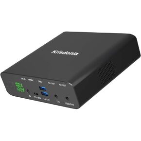 Krisdonia Portable Laptop Charger 32000mAh 100W PD Power Bank, External Battery Pack with 1 USB-C PD3.0 Port, 2 DC Ports, 2 USB QC3.0 Ports for Laptops, Tablets, Smartphones and Other Devices