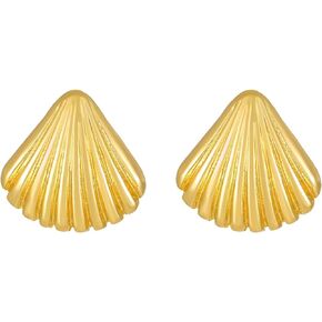 Bohemian alloy Shell Earrings for Women and Girls Gold Seashell Earrings Gold Geometric Boho Earrings Gold Huggie Stud Earrings Beach Sea Shell Stud Earrings Fashion Beach Jewelry Gifts