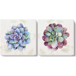 TINDAY DIY Paint by Numbers Kit for Adults Beginner Kids, 2PCS Framed Acrylic Painting Succulent, Home Decoration, Canvas, 8x8 Inc