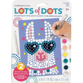 DIMENSIONS Friendly Llama Acrylic Dot Painting Kit for Adults and Kids, Finished Project 5" x 7", Multicolor 8 Piece in Kuwait