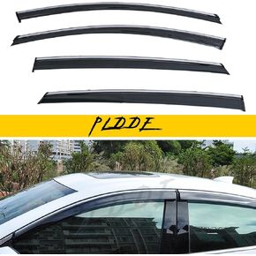 4pcs Smoke Tint with Chrome Trim Window Visors Compatible with 2016-2024 Malibu Outside Mount Tape On/Clip On Style PVC Sun Rain Guard Vent