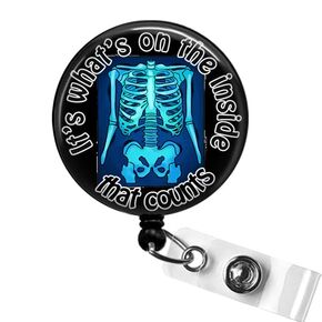 Radiology Tech Badge Reel Gift, X-Ray Film "Inside that Counts" Retractable ID Name Badge Holder, XRay Tech Badge, Orthopedics Badge Clip, Chest X Ray Bones Badge Reel