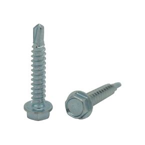 100 Qty #8 x 1" Zinc Hex Washer Head TEK Self Drilling Sheet Metal Screws (BCP62)