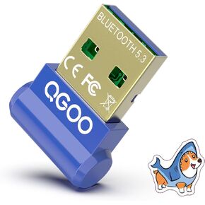 USB Bluetooth Adapter for PC - QGOO Bluetooth Dongle 5.3 EDR, Wireless Bluetooth Receiver for Desktop Computer Laptop Bluetooth Windows 8.1/10/11（blue-049）