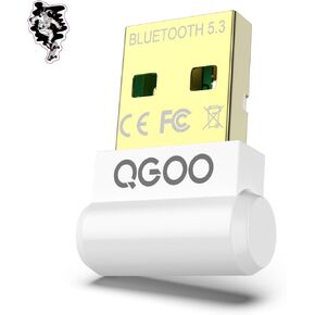 USB Bluetooth Adapter for PC - QGOO Bluetooth Dongle 5.3 EDR, Wireless Bluetooth Receiver for Desktop Computer Laptop Bluetooth Windows 8.1/10/11（white-115）