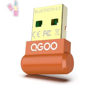 USB Bluetooth Adapter for PC - QGOO Bluetooth Dongle 5.3 EDR, Wireless Bluetooth Receiver for Desktop Computer Laptop Bluetooth Windows 8.1/10/11（orange-182）