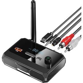 Bluetooth 5.3 Receiver, RCA Bluetooth Adapter, Low Latency & HD Music Audio, Support Optical AUX 3.5mm, RCA Bluetooth Receiver Adapter for Home Stereo Speakers, Music Streaming Stereo System