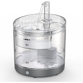 NPET Cat Water Fountain Battery Operated, 1.5L/50oz Wireless Pet Water Fountain for Cats Indoor, Automatic Cat Water Dispenser with Auto Shut-Off Pump, Dual Water Modes