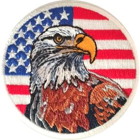 Bald Eagle Patch, American Eagle US Flag, 3 inches - American Patriotic Embroidered Patch USA, Biker Vest Jacket Iron On/Sew On