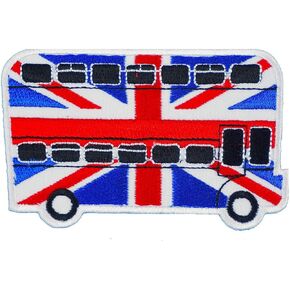 UK United Kingdom Bus Coach London Embroidered Iron On Patch Applique Travel Backpack Camping Journey Tourism British Union Jack UK United Kingdom England Flag