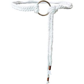 Simple Cotton Waist Rope Tie Belt For Girl Women Dresses Pants Medieval Braided Woven O-Ring Buckle