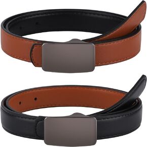 AWAYTR Reversible Leather Belts for Women - Two-in-One Fashion Ladies Skinny Leather Belt for Jeans